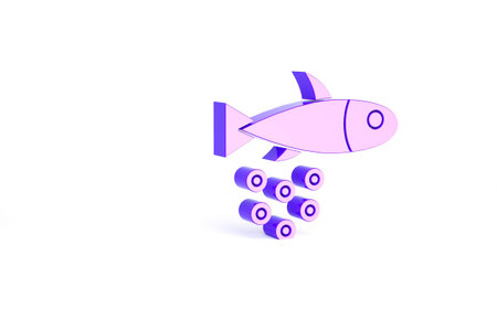 Purple Fish with caviar icon isolated on white background. Minimalism concept. 3d illustration 3D renderの写真素材