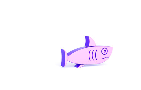Purple Shark icon isolated on white background. Minimalism concept. 3d illustration 3D renderの写真素材