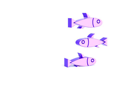 Purple Fishes icon isolated on white background. Minimalism concept. 3d illustration 3D renderの写真素材