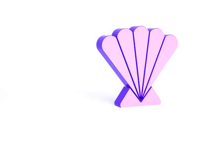 Purple Scallop sea shell icon isolated on white background. Seashell sign. Minimalism concept. 3d illustration 3D renderの写真素材
