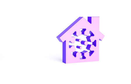 Purple Stay home icon isolated on white background. Corona virus 2019-nCoV. Minimalism concept. 3d illustration 3D renderの写真素材