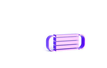 Purple Medical protective mask icon isolated on white background. Minimalism concept. 3d illustration 3D renderの写真素材