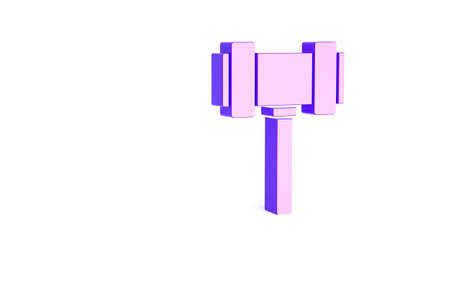 Purple Judge gavel icon isolated on white background. Gavel for adjudication of sentences and bills, court, justice. Auction hammer. Minimalism concept. 3d illustration 3D renderの写真素材