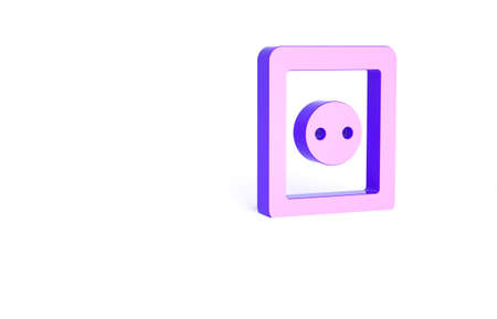 Purple Electrical outlet icon isolated on white background. Power socket. Rosette symbol. Minimalism concept. 3d illustration 3D renderの写真素材