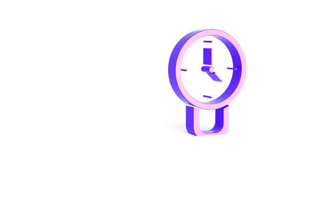 Purple Clock icon isolated on white background. Time symbol. Minimalism concept. 3d illustration 3D renderの写真素材