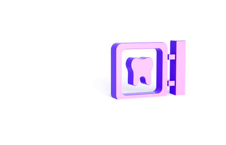 Purple Dental clinic location icon isolated on white background. Minimalism concept. 3d illustration 3D renderの写真素材