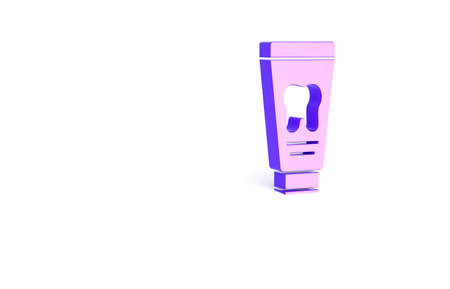 Purple Tube of toothpaste icon isolated on white background. Minimalism concept. 3d illustration 3D renderの写真素材