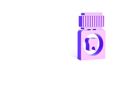 Purple Toothache painkiller tablet icon isolated on white background. Tooth care medicine. Capsule pill and drug. Pharmacy design. Minimalism concept. 3d illustration 3D renderの写真素材