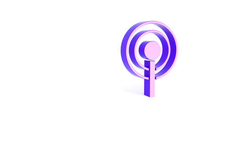 Purple Antenna icon isolated on white background. Radio antenna wireless. Technology and network signal radio antenna. Minimalism concept. 3d illustration 3D renderの写真素材