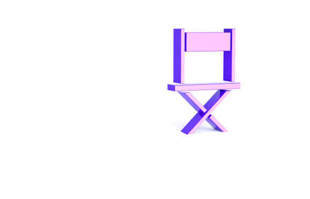 Purple Director movie chair icon isolated on white background. Film industry. Minimalism concept. 3d illustration 3D renderの写真素材