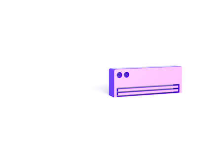 Purple Air conditioner icon isolated on white background. Split system air conditioning. Cool and cold climate control system. Minimalism concept. 3d illustration 3D renderの写真素材