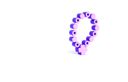 Purple Rosary beads religion icon isolated on white background. Minimalism concept. 3d illustration 3D renderの写真素材