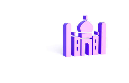 Purple Taj Mahal  in Agra, India Icon isolated on white background. Minimalism concept. 3d illustration 3D renderの写真素材