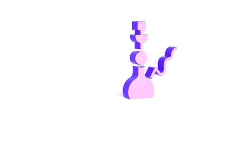 Purple Hookah icon isolated on white background. Minimalism concept. 3d illustration 3D renderの写真素材