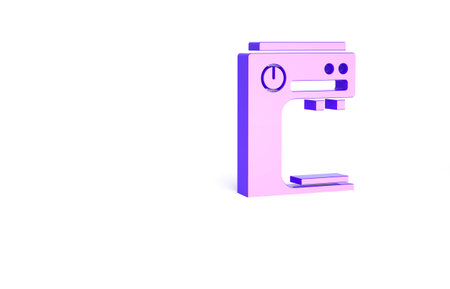 Purple Coffee machine icon isolated on white background. Minimalism concept. 3d illustration 3D renderの写真素材