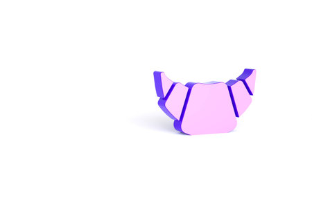 Purple Croissant icon isolated on white background. Minimalism concept. 3d illustration 3D render