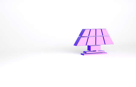 Purple Solar energy panel icon isolated on white background. Minimalism concept. 3d illustration 3D renderの写真素材