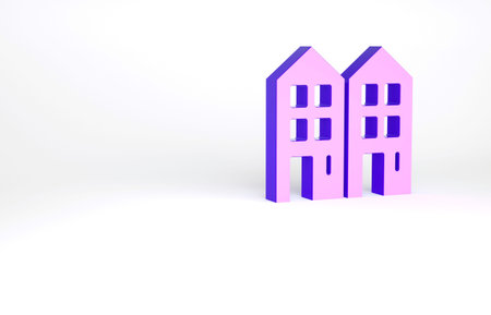 Purple House icon isolated on white background. Home symbol. Minimalism concept. 3d illustration 3D renderの写真素材