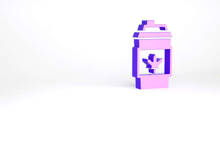 Purple Coffee cup to go icon isolated on white background. Minimalism concept. 3d illustration 3D renderの写真素材
