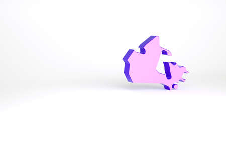 Purple Canada map icon isolated on white background. Minimalism concept. 3d illustration 3D renderの写真素材