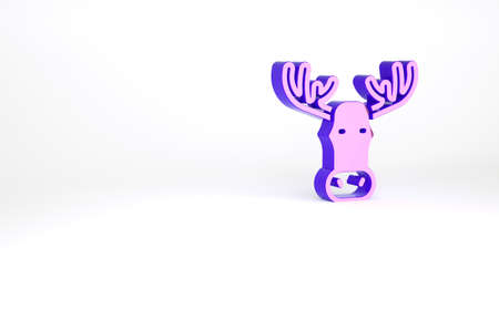 Purple Moose head with horns icon isolated on white background. Minimalism concept. 3d illustration 3D renderの写真素材