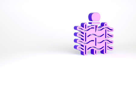 Purple Wicker fence of thin rods with old clay jars icon isolated on white background. Minimalism concept. 3d illustration 3D renderの写真素材