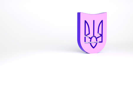 Purple National emblem of Ukraine icon isolated on white background. Ukrainian trident. Minimalism concept. 3d illustration 3D renderの写真素材