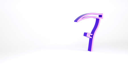 Purple Scythe icon isolated on white background. Happy Halloween party. Minimalism concept. 3d illustration 3D renderの写真素材