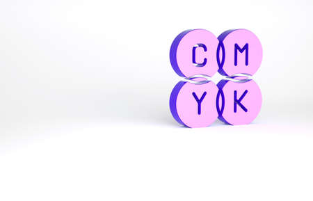 Purple CMYK color mixing icon isolated on white background. Minimalism concept. 3d illustration 3D renderの写真素材