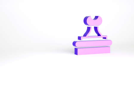 Purple Stamp icon isolated on white background. Minimalism concept. 3d illustration 3D renderの写真素材