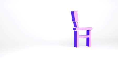 Purple Chair icon isolated on white background. Minimalism concept. 3d illustration 3D renderの写真素材