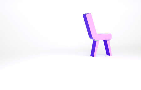 Purple Armchair icon isolated on white background. Minimalism concept. 3d illustration 3D renderの写真素材