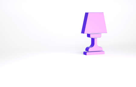 Purple Table lamp icon isolated on white background. Minimalism concept. 3d illustration 3D renderの写真素材