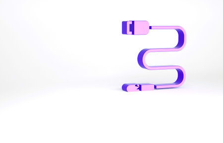 Purple Audio jack icon isolated on white background. Audio cable for connection sound equipment....