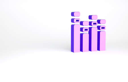 Purple Music equalizer icon isolated on white background. Sound wave. Audio digital equalizer technology, console panel, pulse musical. Minimalism concept. 3d illustration 3D renderの写真素材