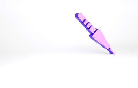 Purple Audio jack icon isolated on white background. Audio cable for connection sound equipment. Plug wire. Musical instrument. Minimalism concept. 3d illustration 3D renderの写真素材