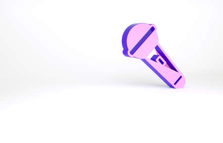 Purple Microphone icon isolated on white background. On air radio mic microphone. Speaker sign. Minimalism concept. 3d illustration 3D renderの写真素材