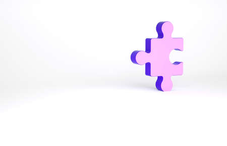 Purple Piece of puzzle icon isolated on white background. Business, marketing, finance, layout, infographics, internet concept. Minimalism concept. 3d illustration 3D renderの写真素材