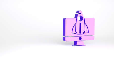 Purple Business startup project concept icon isolated on white background. Symbol of new business, entrepreneurship, innovation and technology. Minimalism concept. 3d illustration 3D renderの写真素材