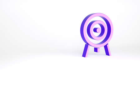 Purple Target icon isolated on white background. Dart board sign. Archery board icon. Dartboard sign. Business goal concept. Minimalism concept. 3d illustration 3D renderの写真素材