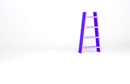 Purple Stair with finish flag icon isolated on white background. Career growth business concept. Concept of business development. Minimalism concept. 3d illustration 3D renderの写真素材