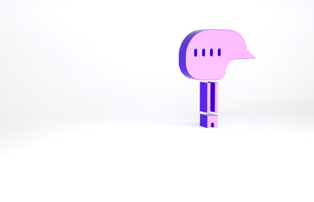Purple Bicycle helmet icon isolated on white background. Extreme sport. Sport equipment. Minimalism concept. 3d illustration 3D renderの写真素材