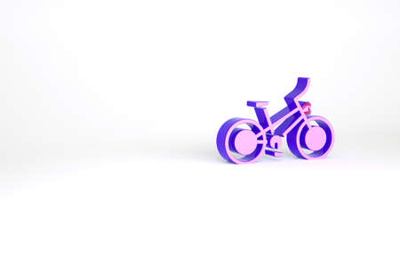 Purple Bicycle icon isolated on white background. Bike race. Extreme sport. Sport equipment. Minimalism concept. 3d illustration 3D renderの写真素材