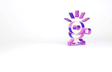 Purple Bicycle bell icon isolated on white background. Minimalism concept. 3d illustration 3D renderの写真素材