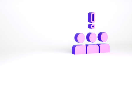 Purple Crowd protest icon isolated on white background. Demonstration. Minimalism concept. 3d illustration 3D renderの写真素材