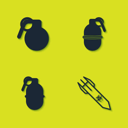 Set Hand grenade, Biohazard rocket, and icon. Vectorのイラスト素材