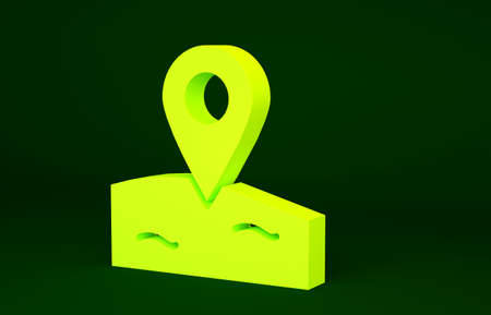 Yellow Location fishing icon isolated on green background. Fishing place. Minimalism concept. 3d illustration 3D renderの写真素材