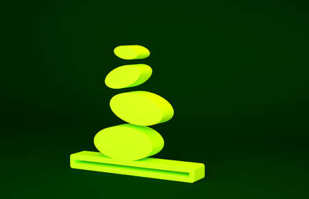 Yellow Stack hot stones icon isolated on green background. Spa salon accessory. Minimalism concept. 3d illustration 3D renderの写真素材