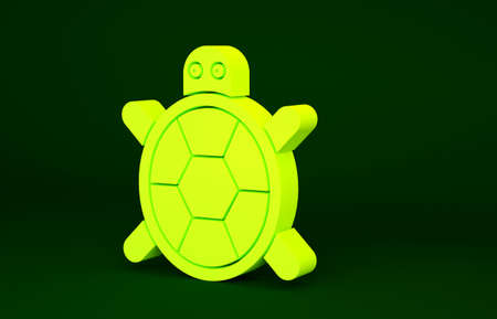 Yellow Turtle icon isolated on green background. Minimalism concept. 3d illustration 3D renderの写真素材