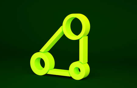 Yellow Timing belt kit icon isolated on green background. Minimalism concept. 3d illustration 3D renderの写真素材